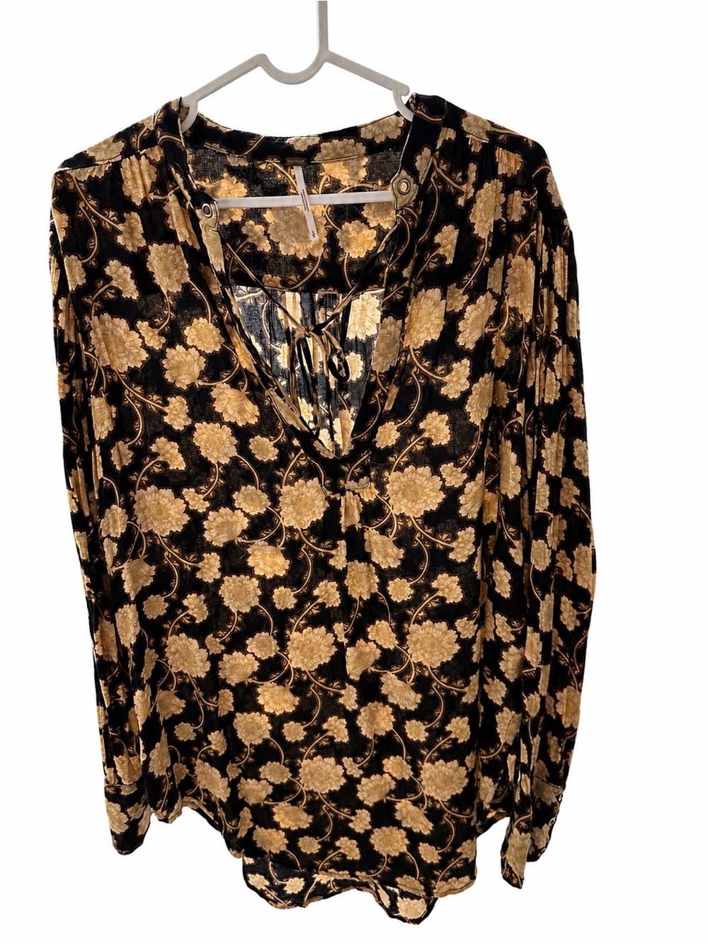 Free People Black & Gold Floral Top